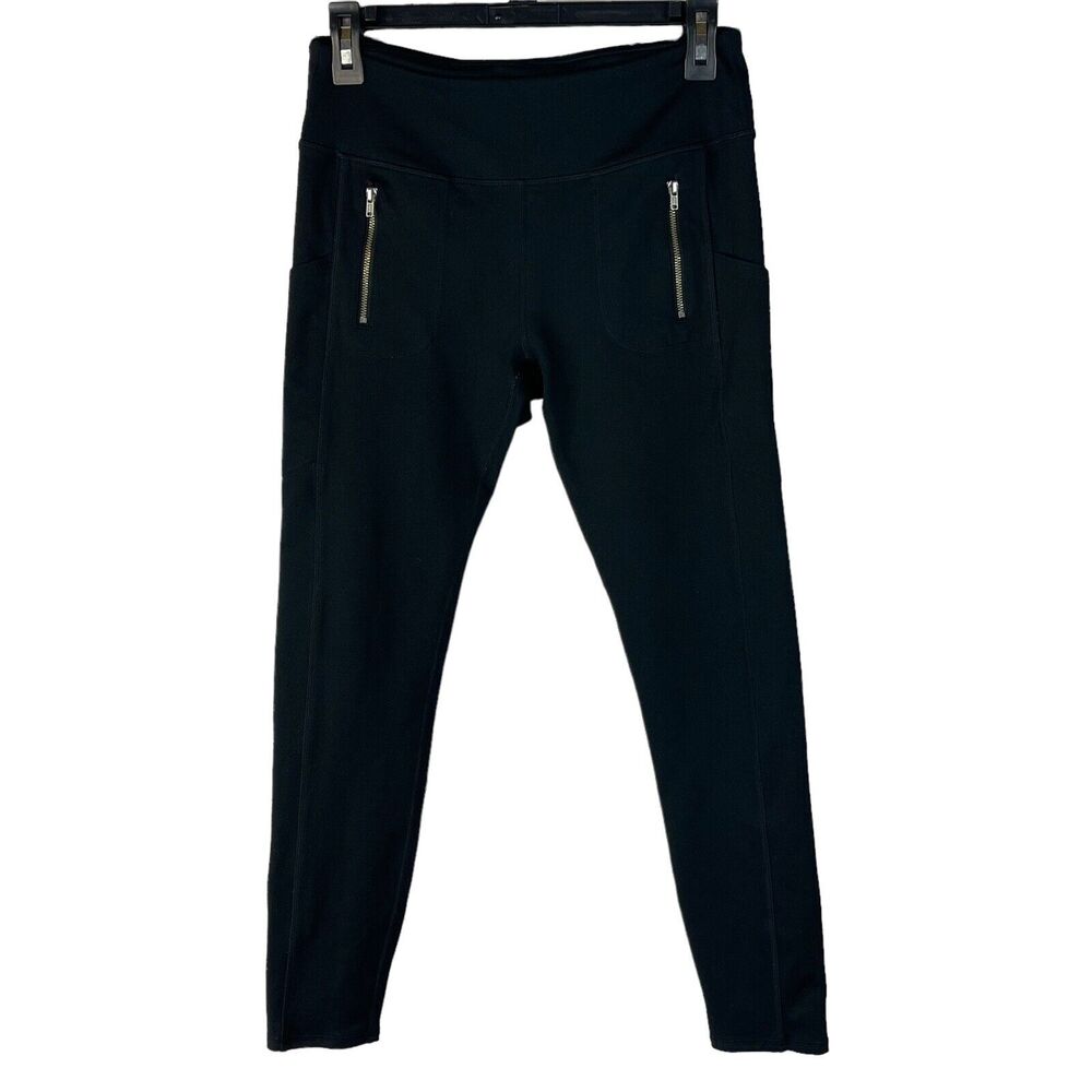 Fabletics Small Capri Legging Pants Zip-Pocket Stretch Elastic Waist Black